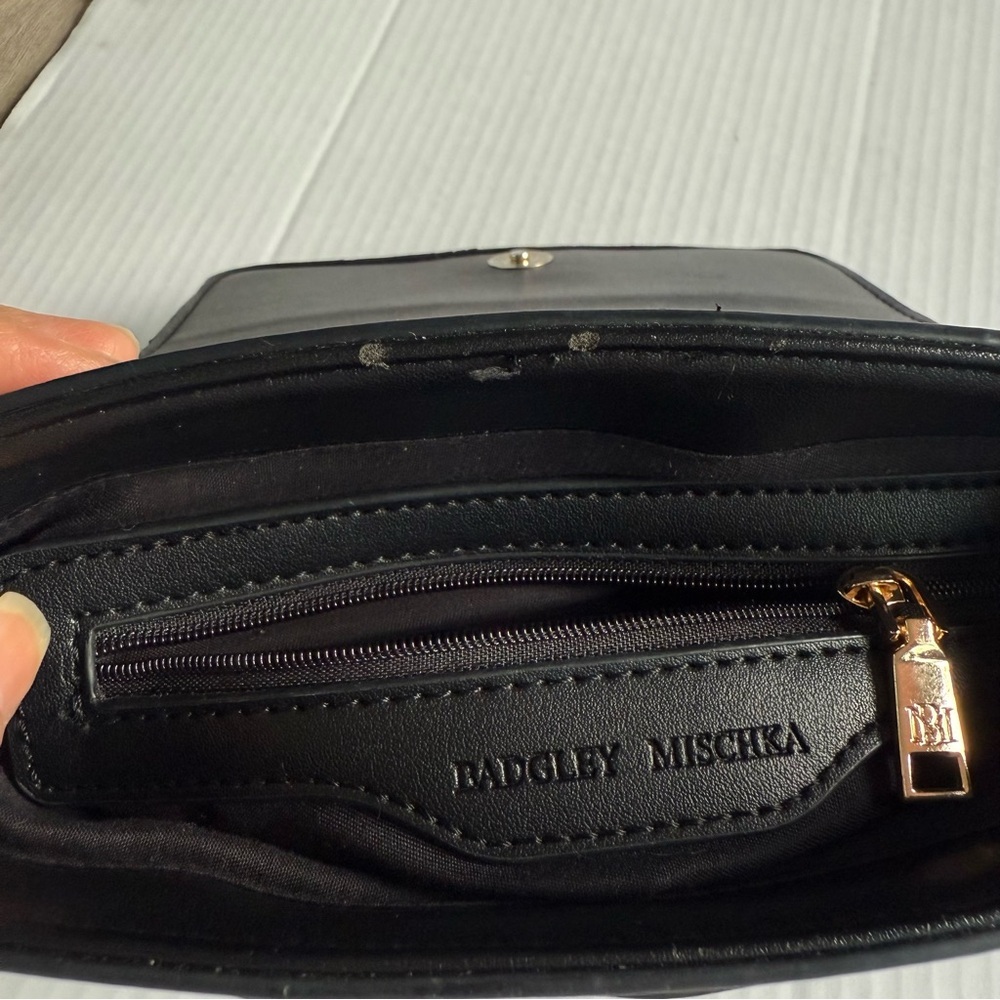 Badgley Mischka Black Shoulder Bag with Gold Ring Accent - Picture 6 of 16